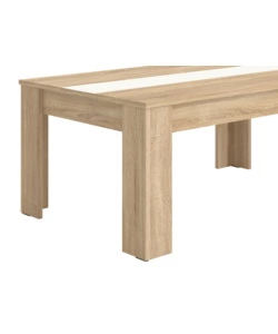 TAVOLINO DA SOGGIORNO QUERCIA CON INSERTO BIANCO E GRIGIO, 112X65,5X46,5 CM